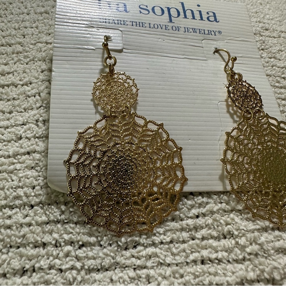 Lia Sophia gold web earrings